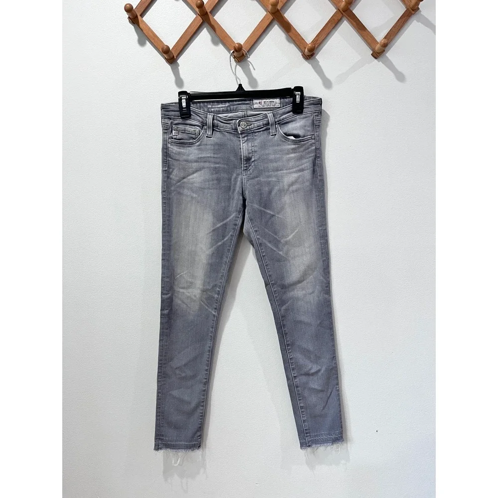 AG Jeans The‎ Legging Ankle Super Skinny Grey Wash Frayed Hem Jeans Womens